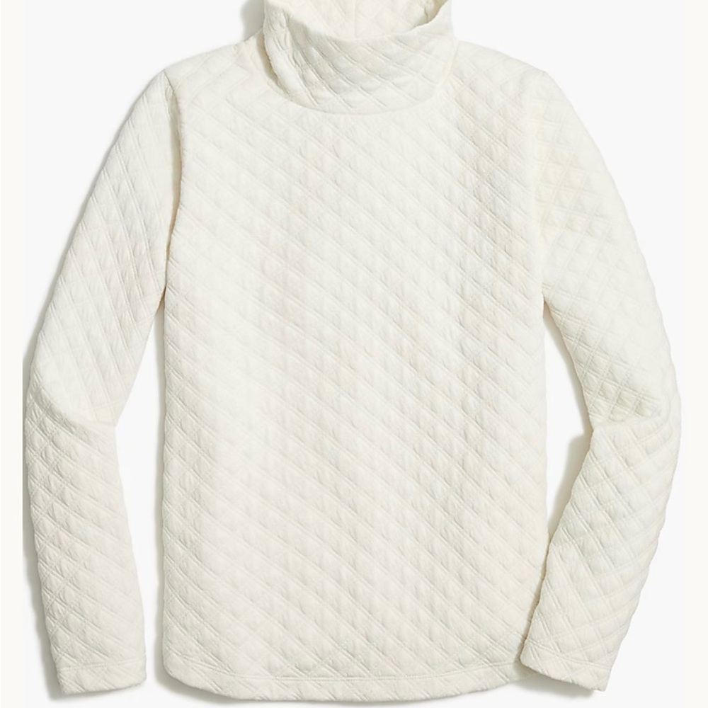 J. Crew Factory White Quilted Mock Neck Pullover